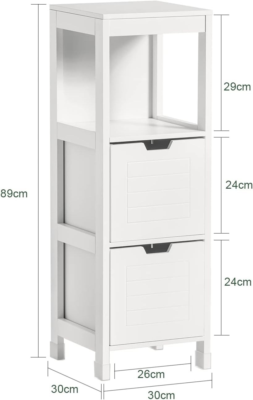 Freestanding Cabinet 2 Drawers Shelf Cupboard 3