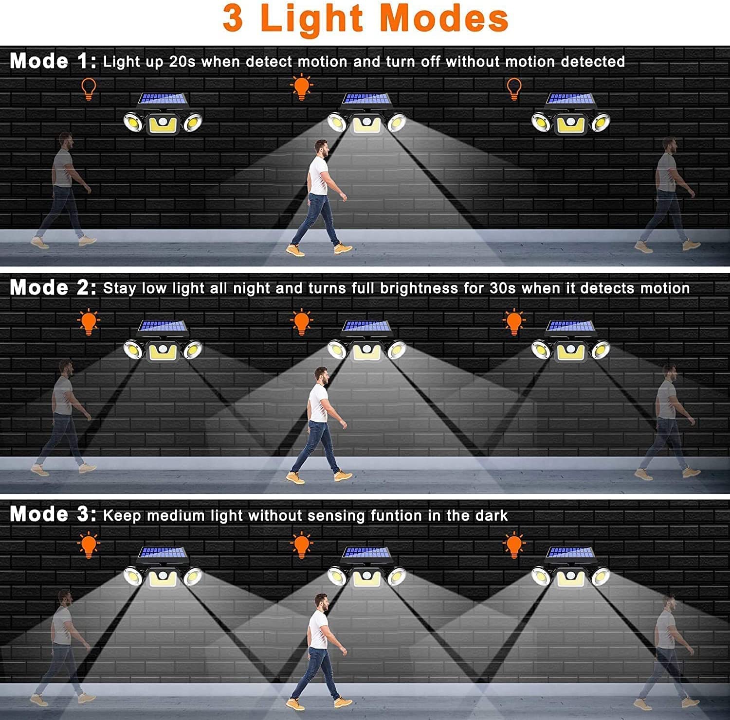 Outdoor Solar Lights with 3 Adjustable Head for Porch Garden Patio 3