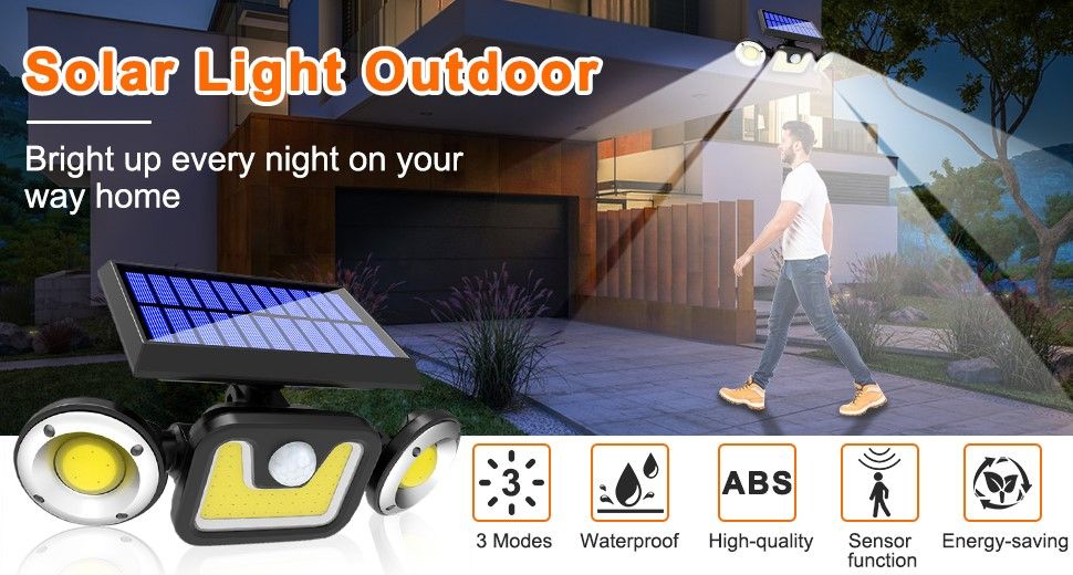 Outdoor Solar Lights with 3 Adjustable Head for Porch Garden Patio 6