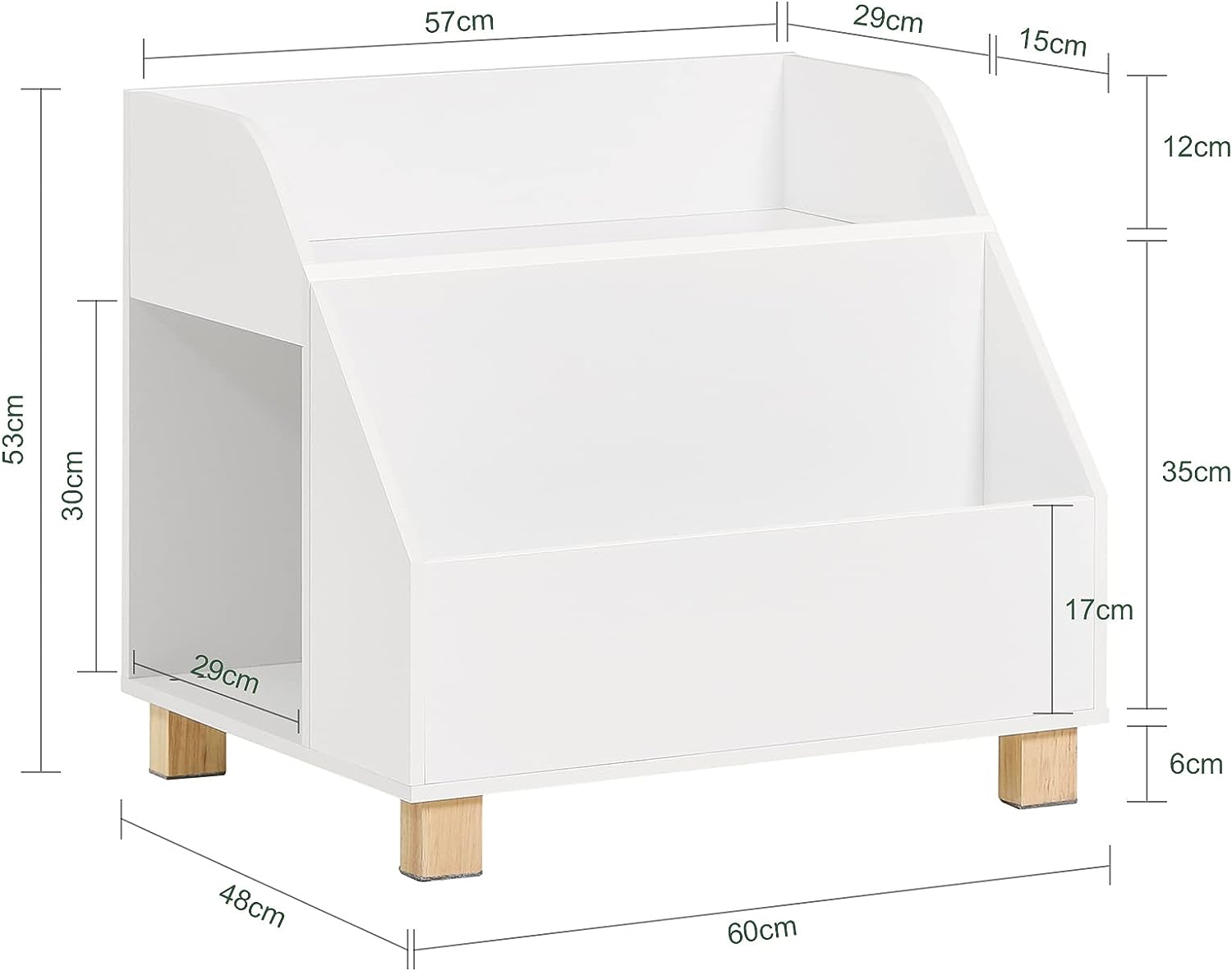 Kids Storage Bookcase 3 Compartments, White 3