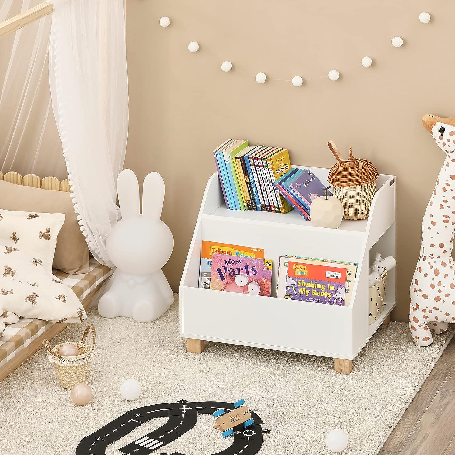 Kids Storage Bookcase 3 Compartments, White 4
