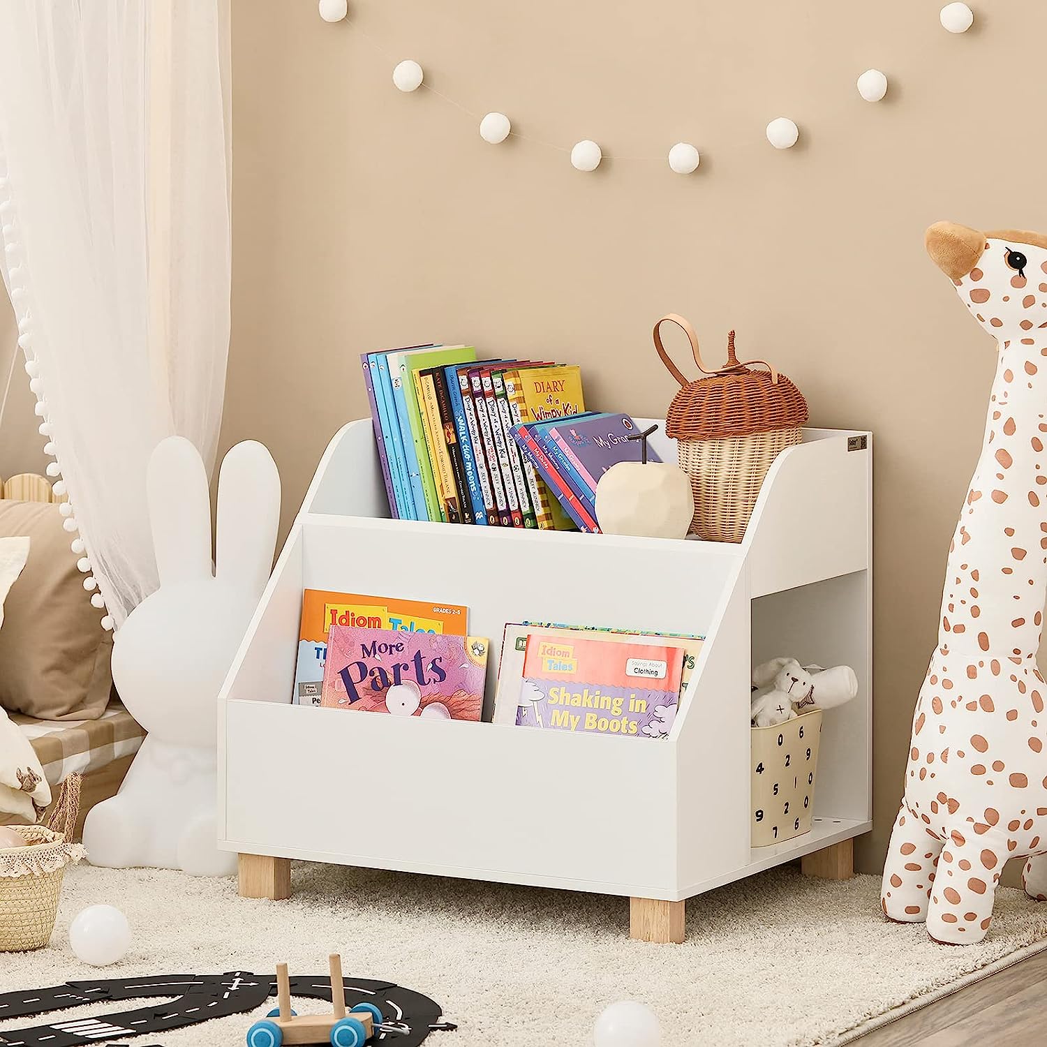 Kids Storage Bookcase 3 Compartments, White 5