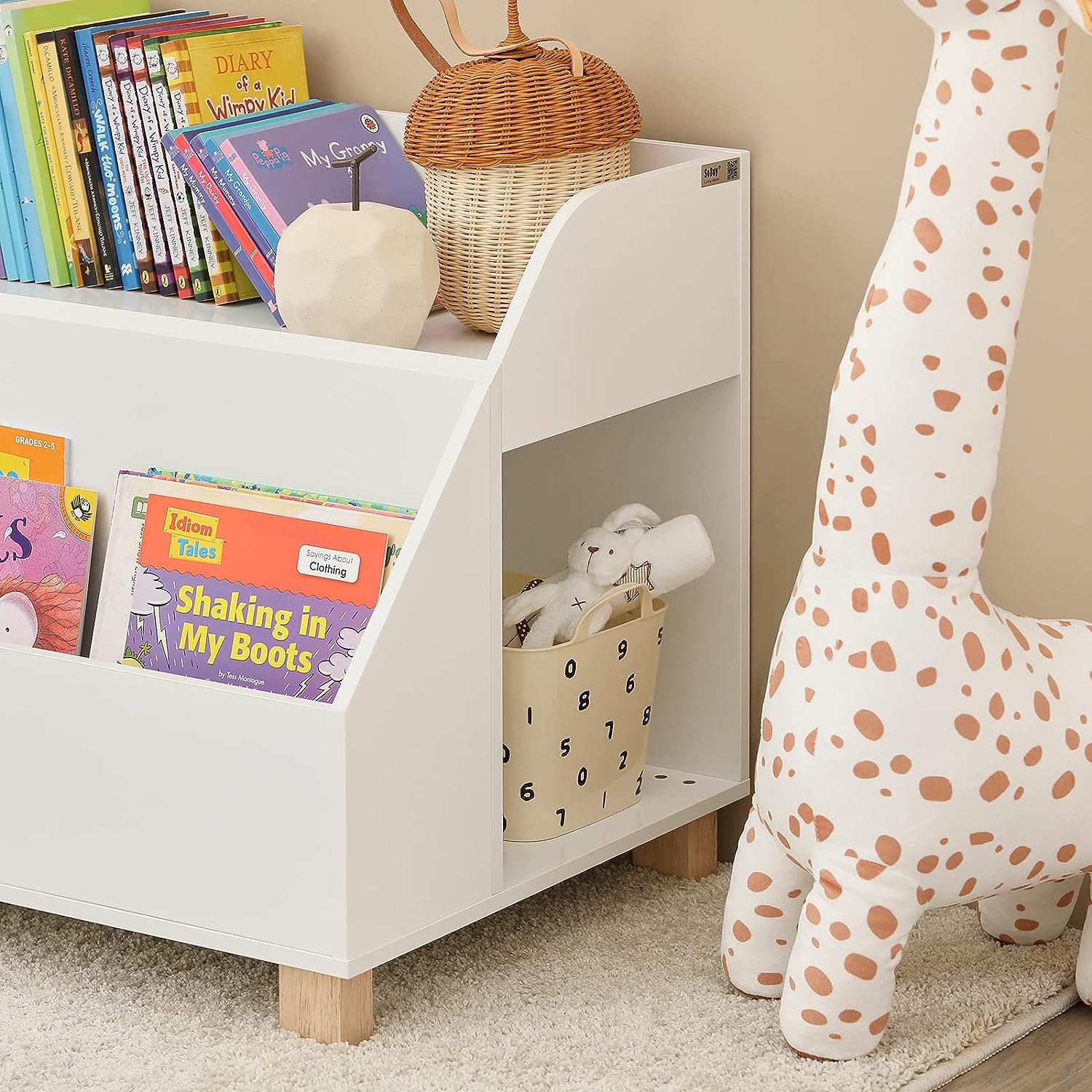Kids Storage Bookcase 3 Compartments, White 6