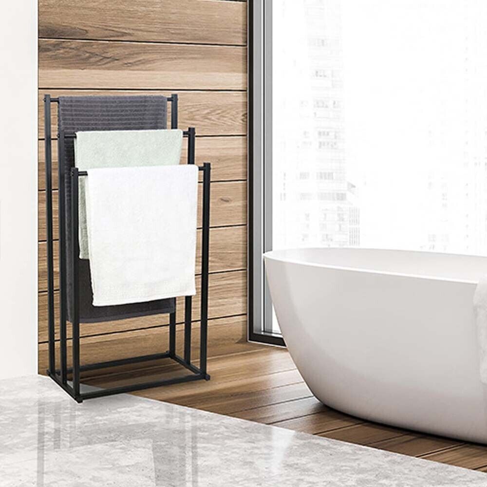 3 Tier Metal Towel Rack Freestanding Bathroom Organizer Rail 4