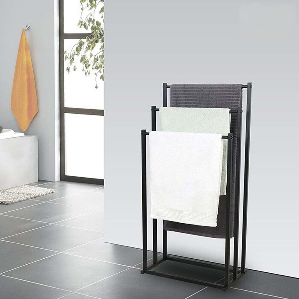 3 Tier Metal Towel Rack Freestanding Bathroom Organizer Rail 6