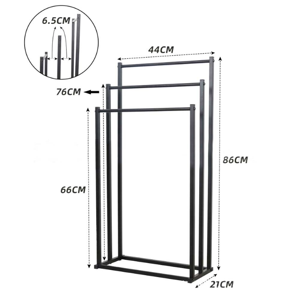 3 Tier Metal Towel Rack Freestanding Bathroom Organizer Rail 7