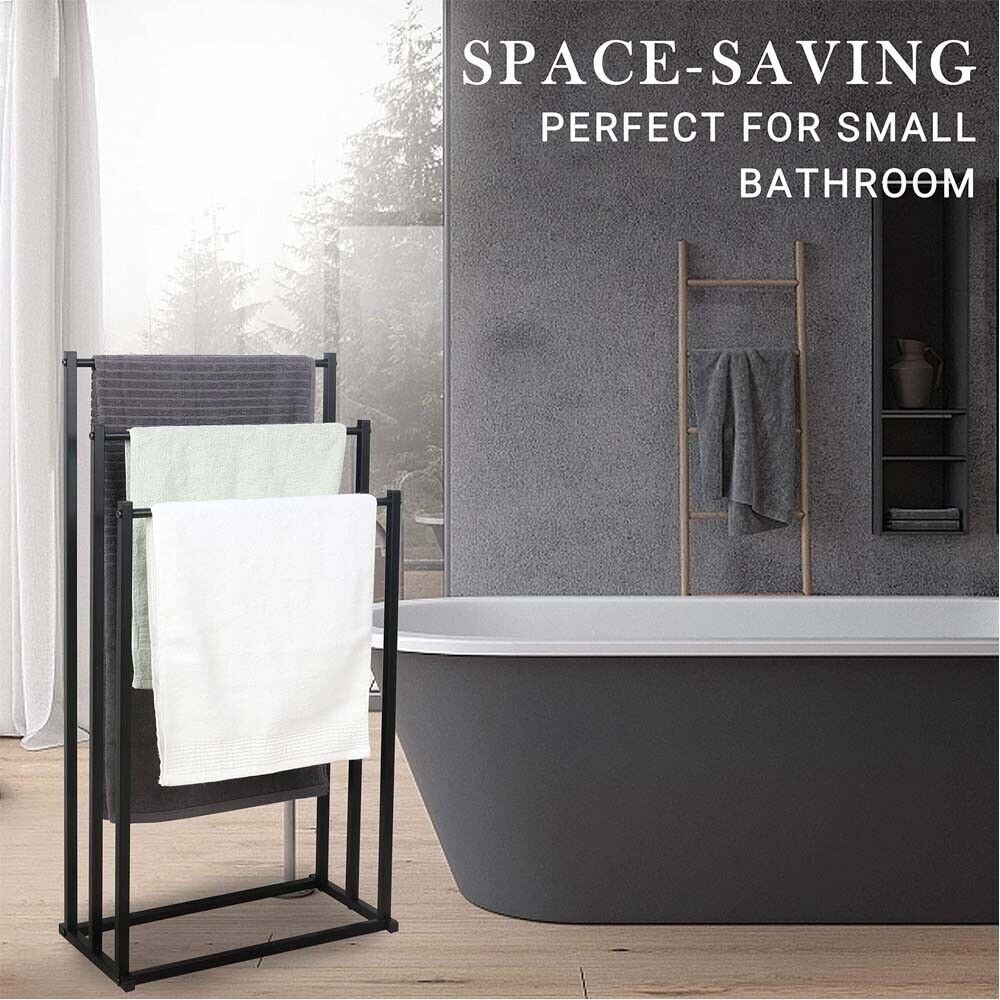 Metal Free Standing Towel Rack 3 Tier Bathroom Rail Shelf Dryer 3