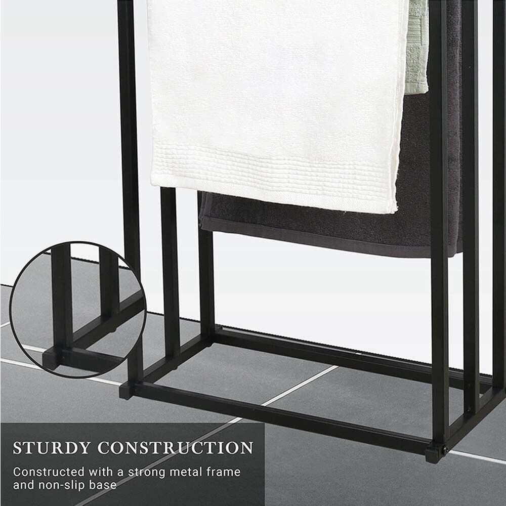 Metal Free Standing Towel Rack 3 Tier Bathroom Rail Shelf Dryer 5