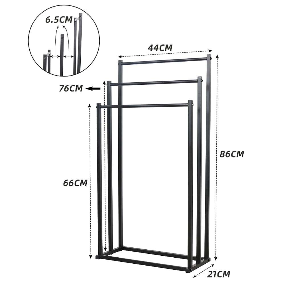 Metal Free Standing Towel Rack 3 Tier Bathroom Rail Shelf Dryer 6