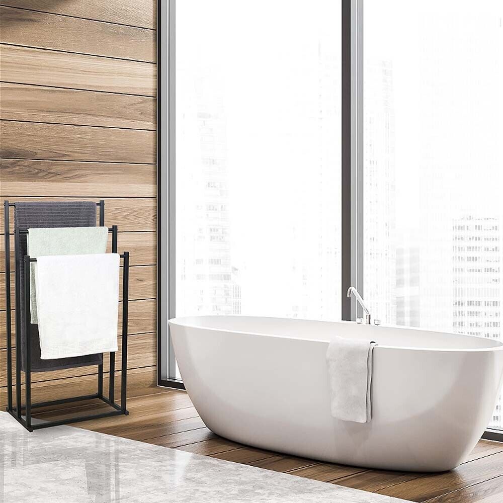 Metal Free Standing Towel Rack 3 Tier Bathroom Rail Shelf Dryer 8