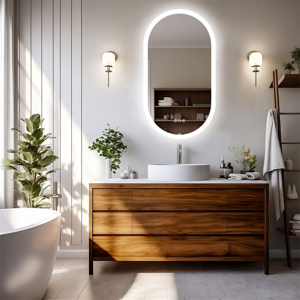 120x60cm LED Bathroom Mirror Oval Anti-Fog Dimmable Wall Mount 6