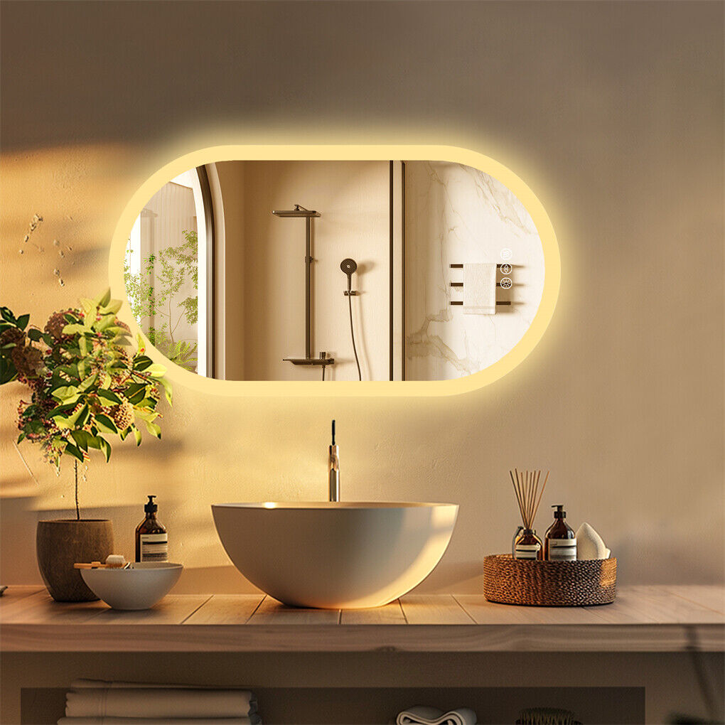 120x60cm LED Bathroom Mirror Oval Anti-Fog Dimmable Wall Mount 7