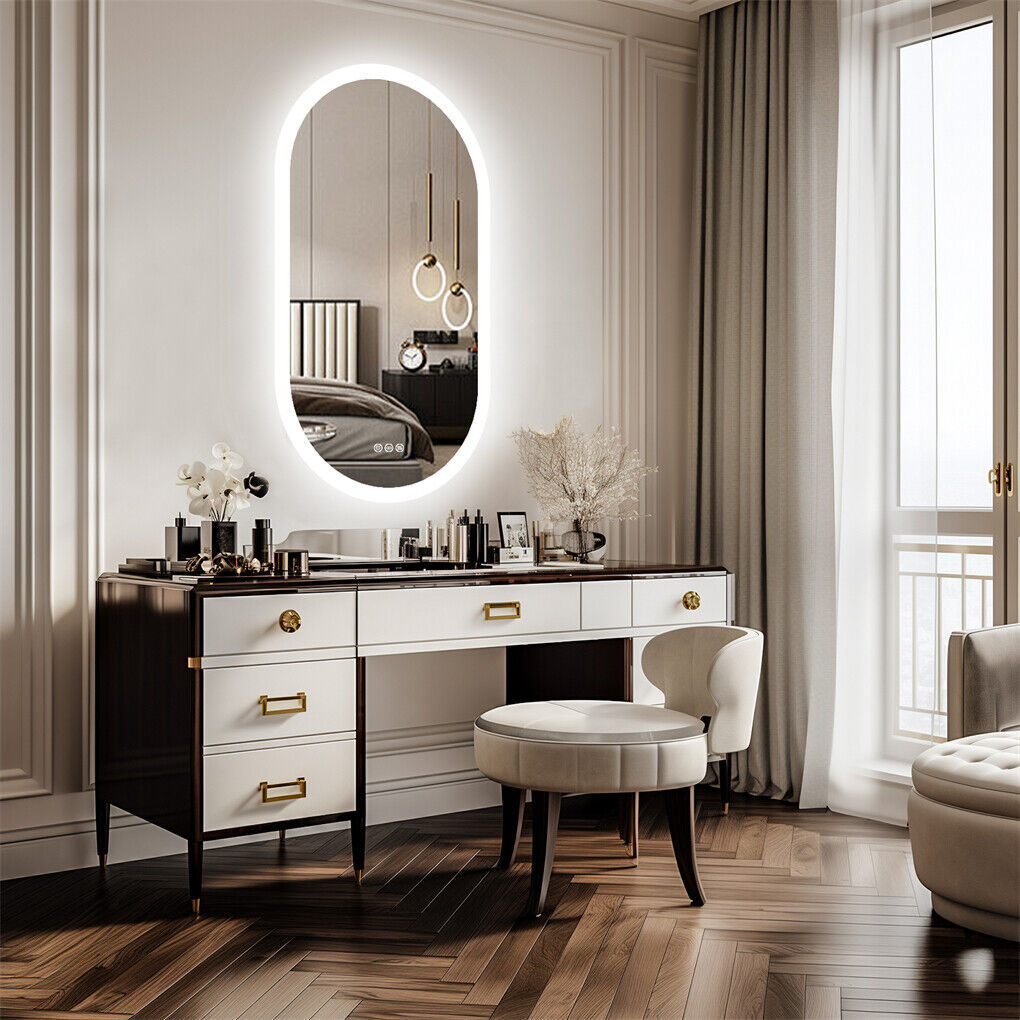 120x60cm LED Bathroom Mirror Oval Anti-Fog Dimmable Wall Mount 9