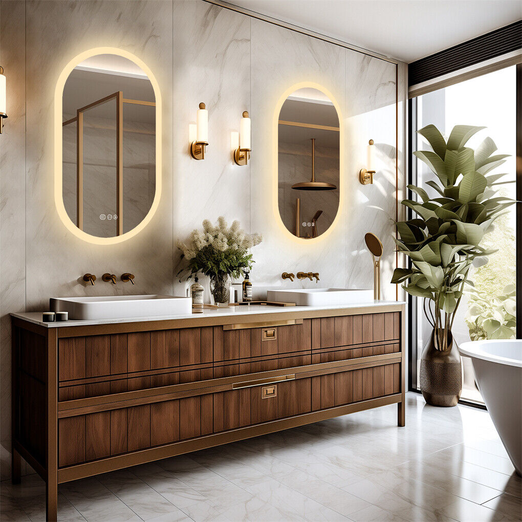 120x60cm LED Bathroom Mirror Oval Anti-Fog Dimmable Wall Mount 10