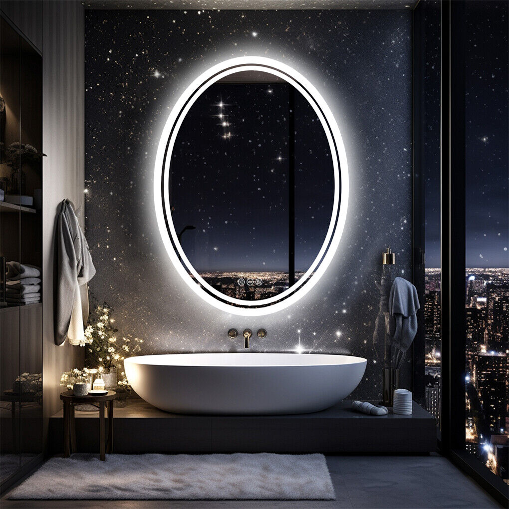 600x800mm LED Bathroom Mirror Oval Anti-Fog Dimmable 9