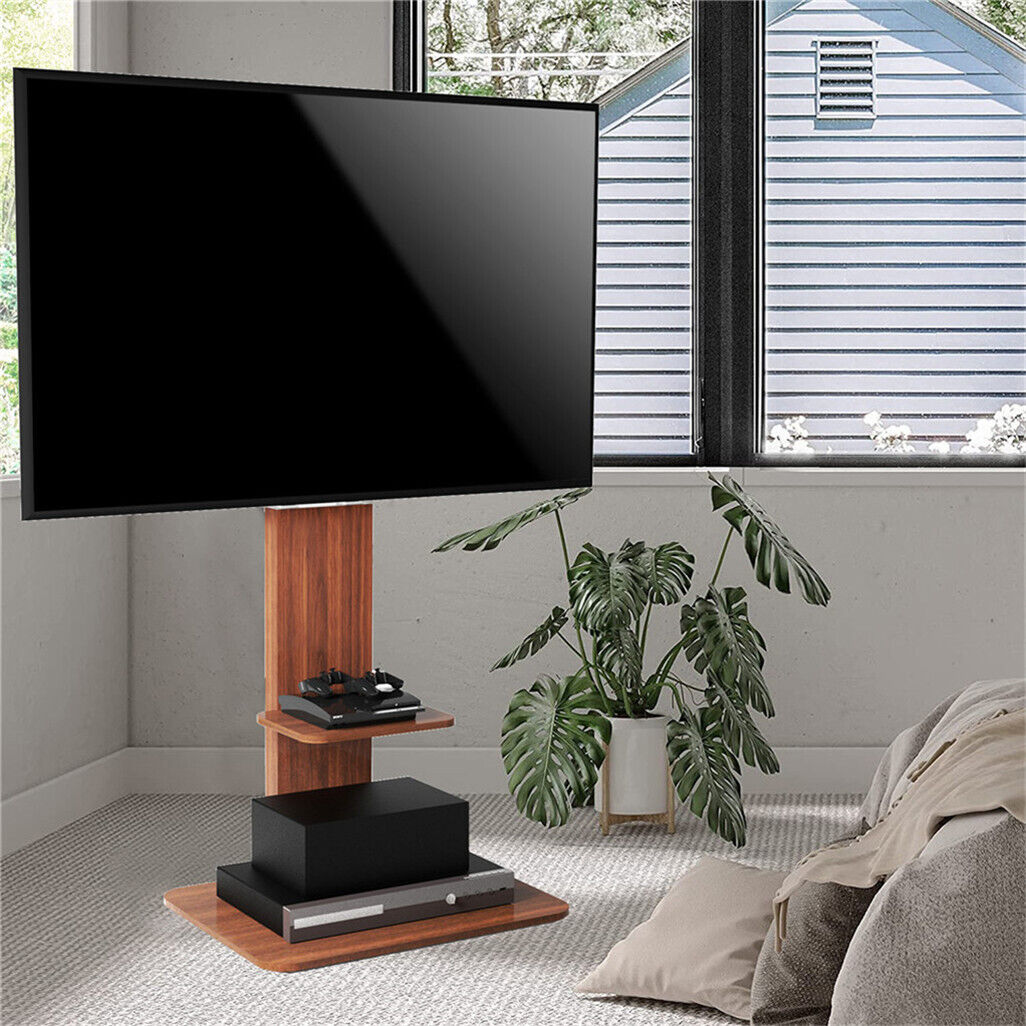 Heavy Duty TV Floor Stand Adjustable Mount 65 Black Brown 3