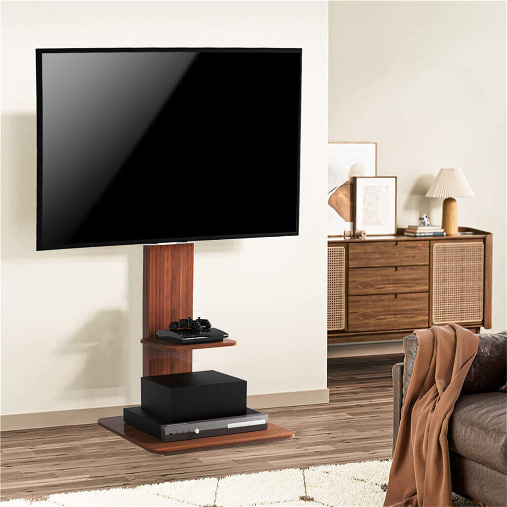 Heavy Duty TV Floor Stand Adjustable Mount 65 Black Brown 5