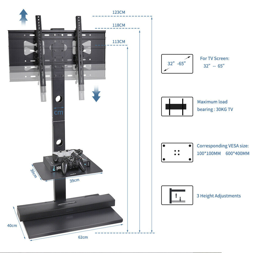 TV Stand Base Swivel Mount 32-65 inch Adjustable Height 8
