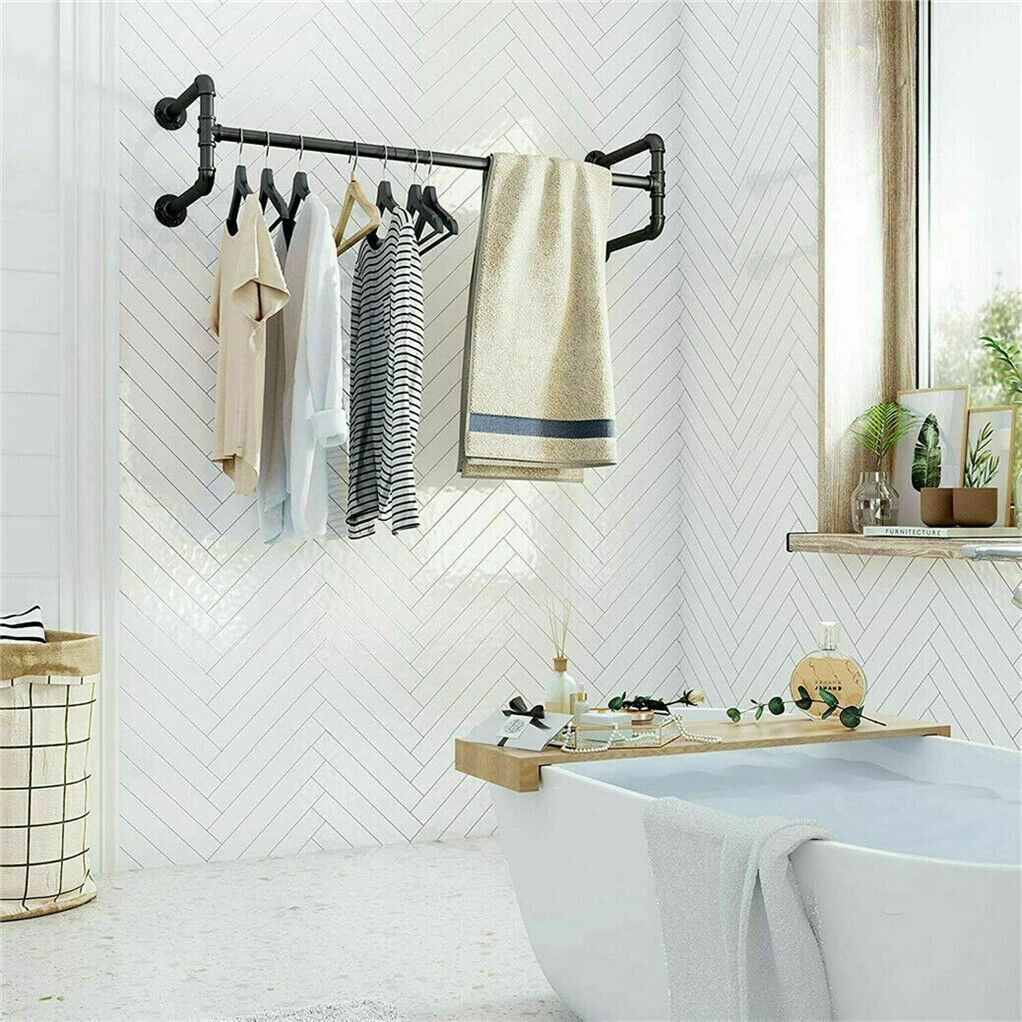 Iron Wall Mounted Clothes Rack with Shelf Garment Display 5