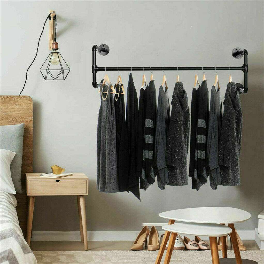 Iron Wall Mounted Clothes Rack with Shelf Garment Display 7