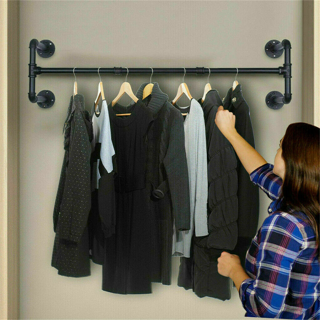 Iron Wall Mounted Clothes Rack with Shelf Garment Display 8