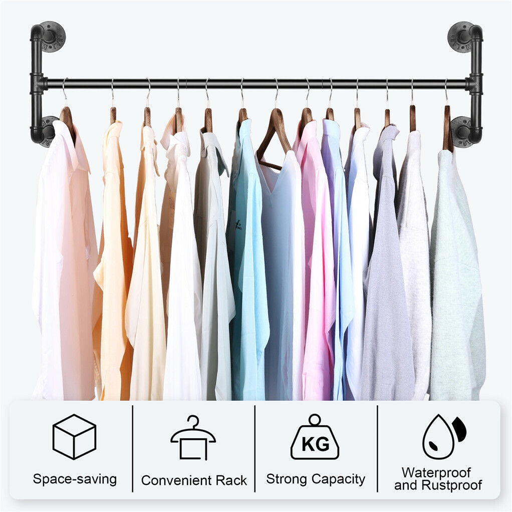 Iron Wall Mounted Clothes Rack with Shelf Garment Display 9