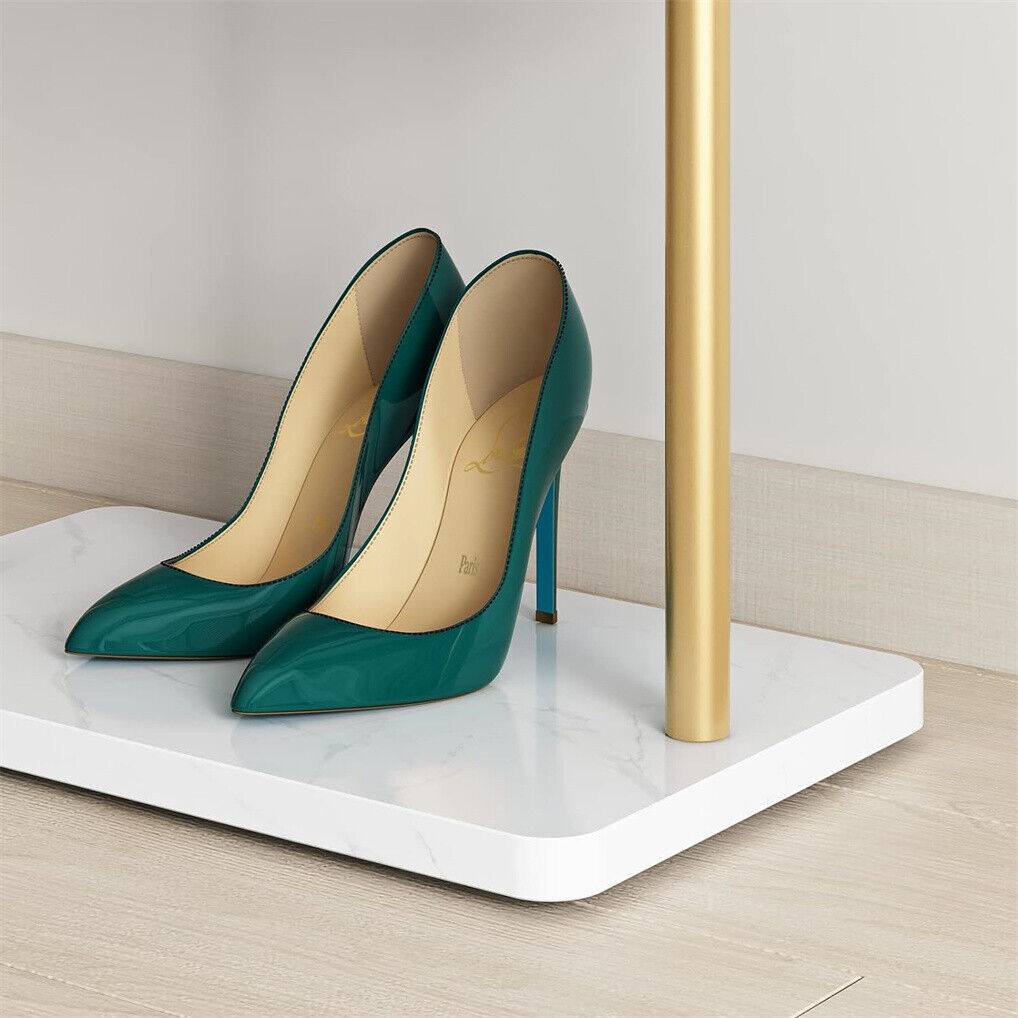 Gold Metal Coat Rack Stand Granite Base Hall Tree 7