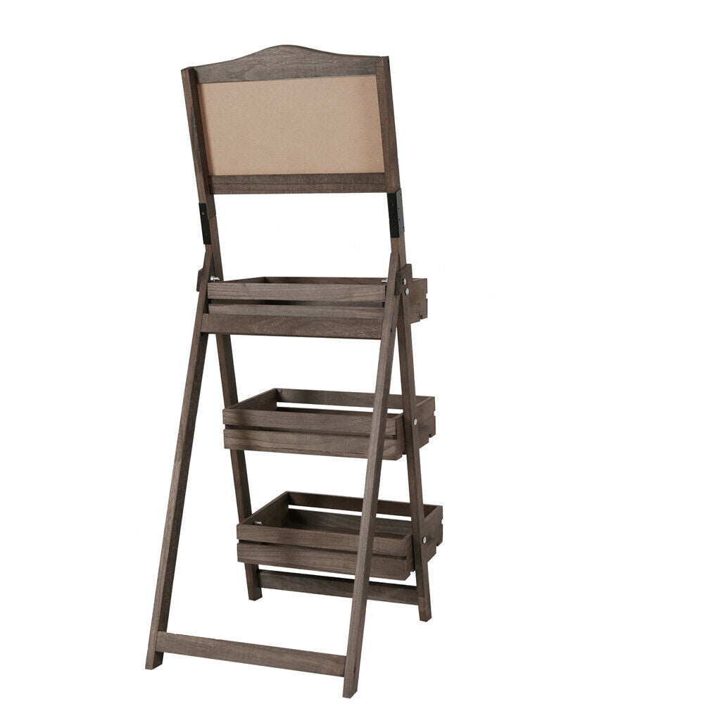 Vintage Wooden Chalkboard Easel 38x50CM with 3 Shelves 5