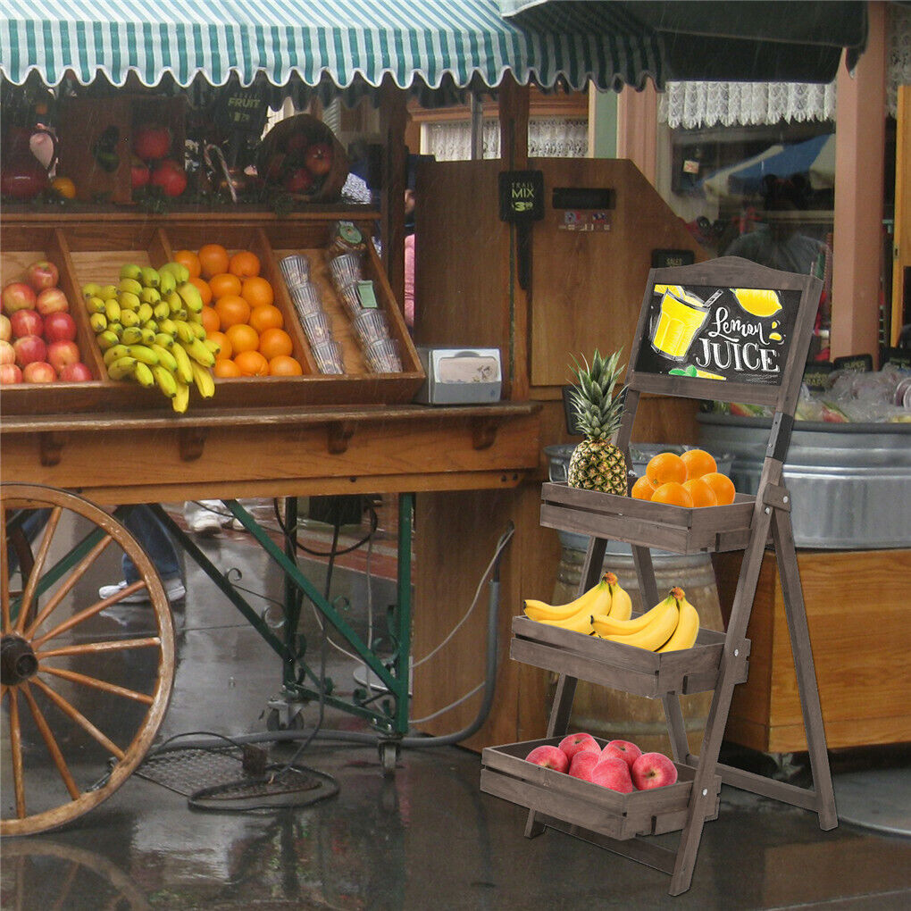 Vintage Wooden Chalkboard Easel 38x50CM with 3 Shelves 9