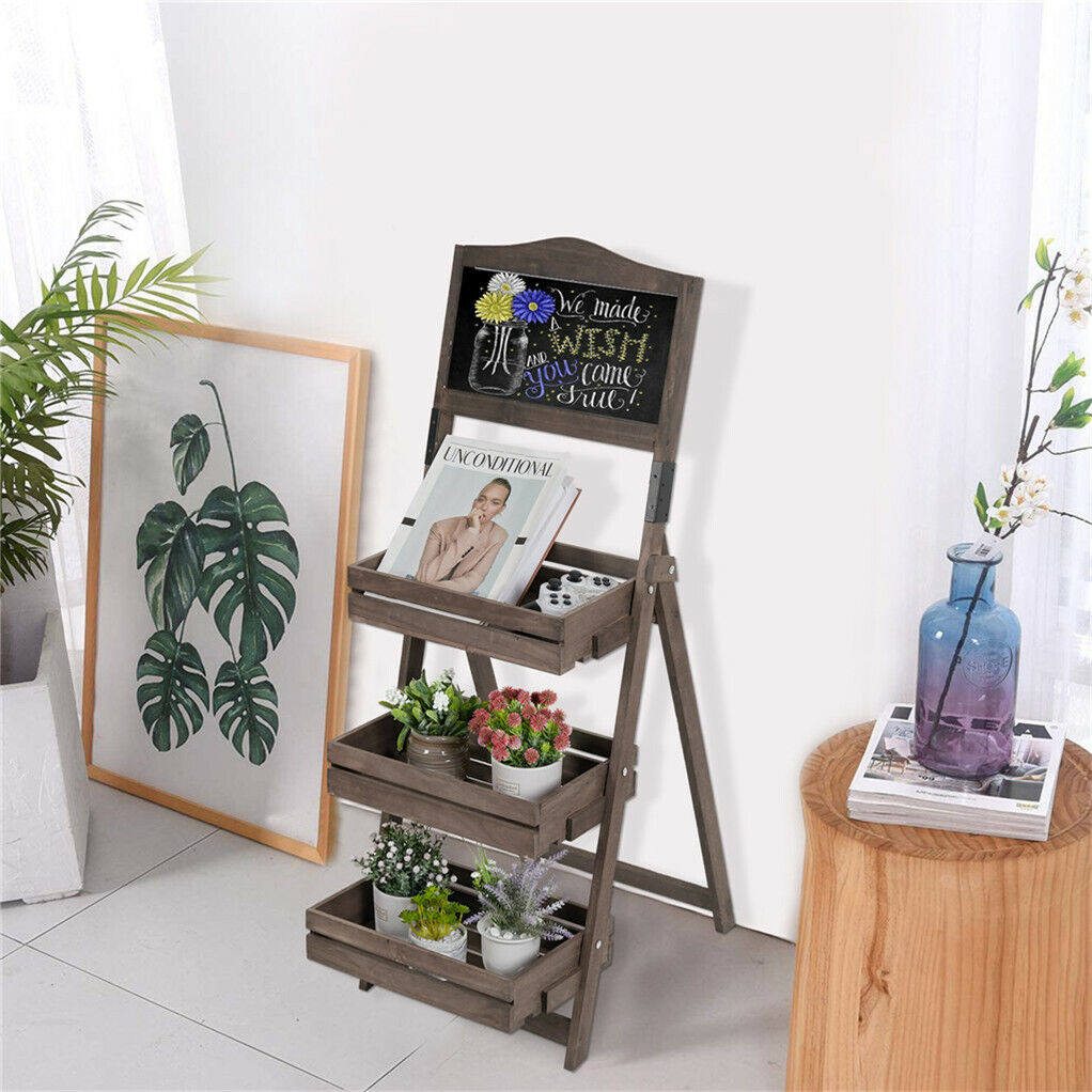 3 Tier Rustic Wood Plant Stand 38CM Corner Shelf 6
