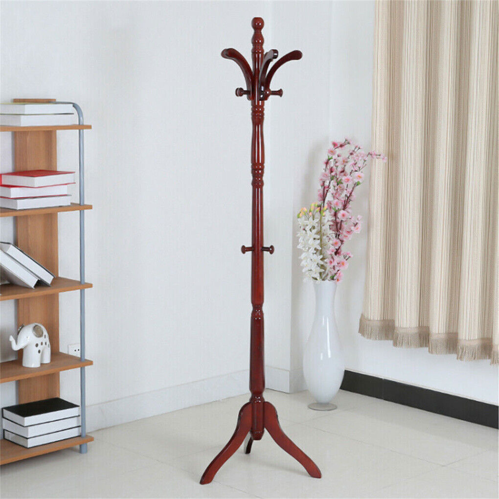 Birch Wood Coat Rack Stand Adjustable Hall Tree Entryway 6