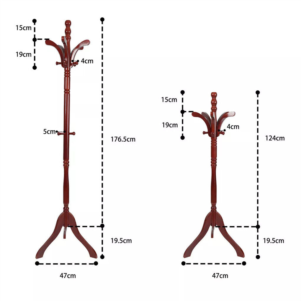 Birch Wood Coat Rack Stand Adjustable Hall Tree Entryway 7