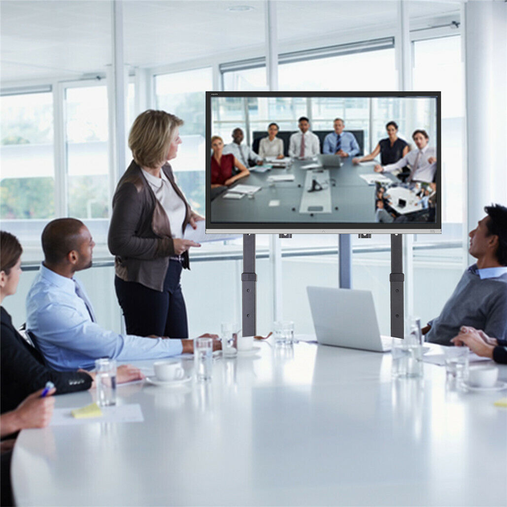 32-80 Rolling TV Stand with 2-Tier Shelf Adjustable Mount 8