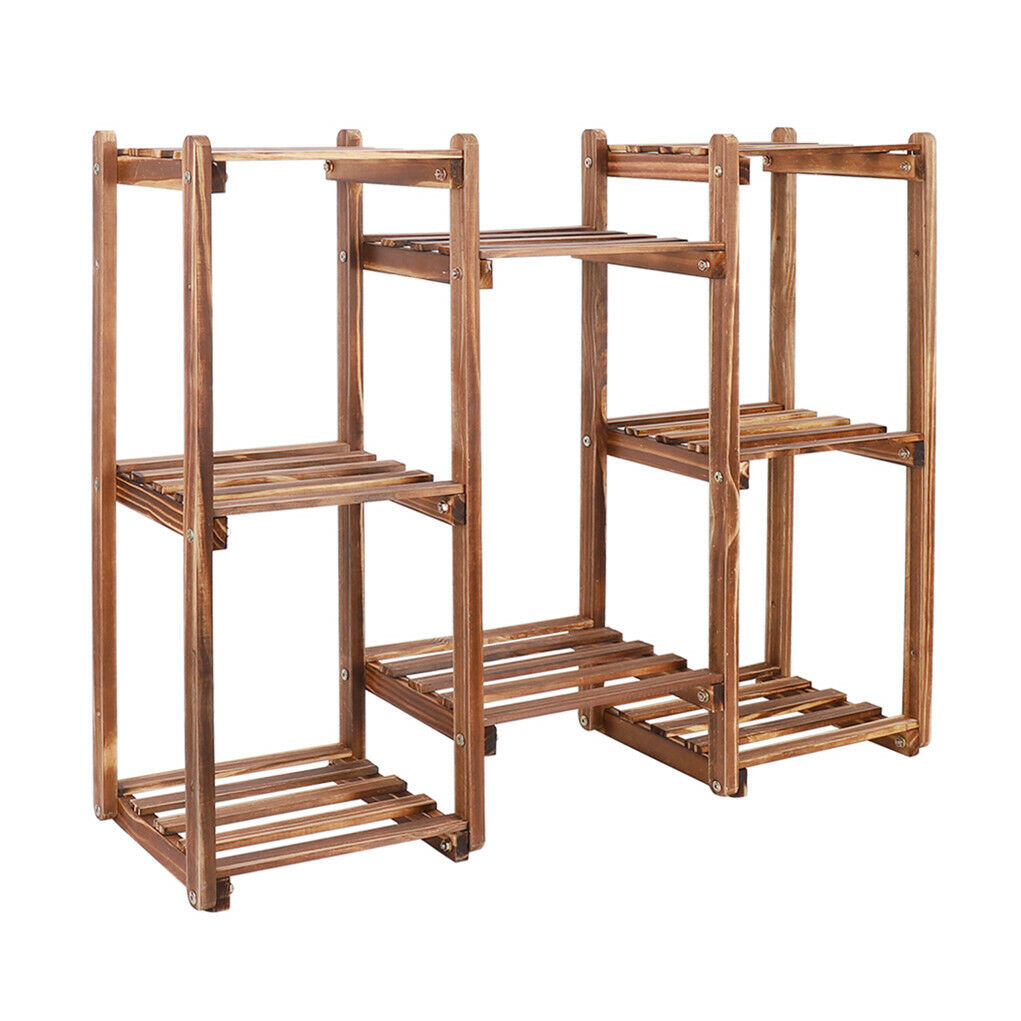 8-Tier Wooden Plant Stand Outdoor Indoor Garden Shelf 5