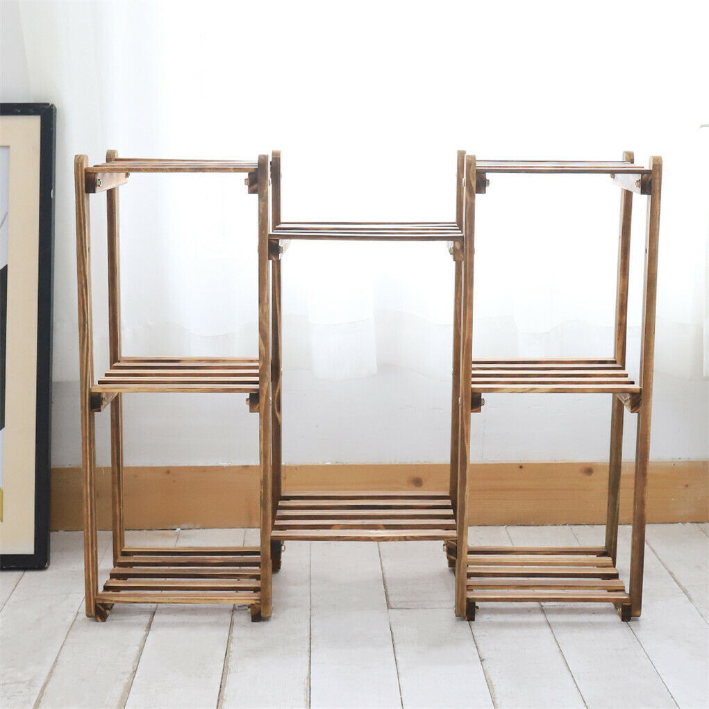 8-Tier Wooden Plant Stand Outdoor Indoor Garden Shelf 6