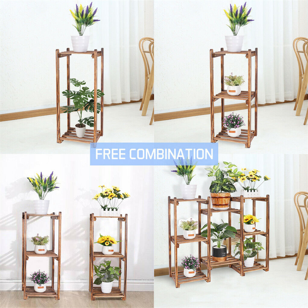 8-Tier Wooden Plant Stand Outdoor Indoor Garden Shelf 8
