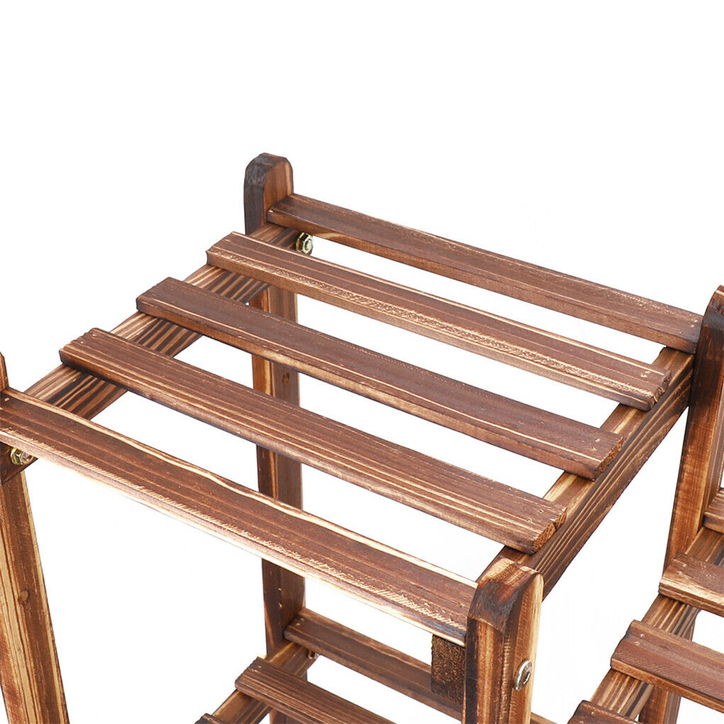 8-Tier Wooden Plant Stand Outdoor Indoor Garden Shelf 9