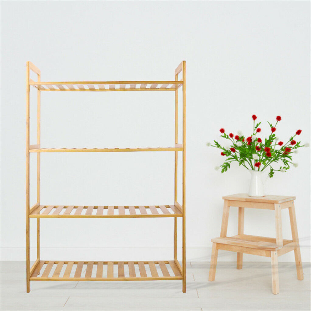 Bamboo 4 Tier Shelving Unit Kitchen Bedroom Bookshelf 6