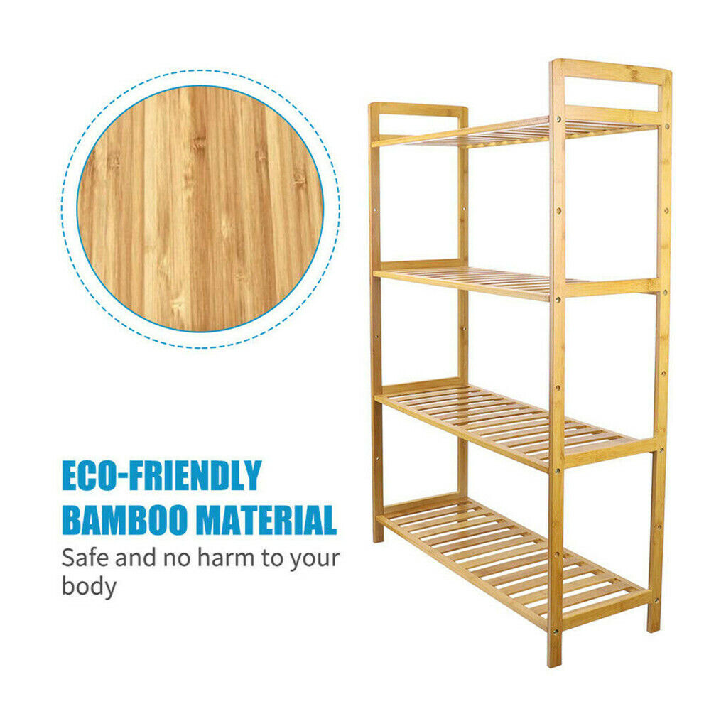Bamboo 4 Tier Shelving Unit Kitchen Bedroom Bookshelf 7