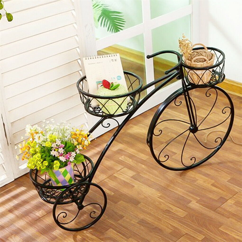 Iron Bicycle Plant Stand Rack Indoor Outdoor Garden 3