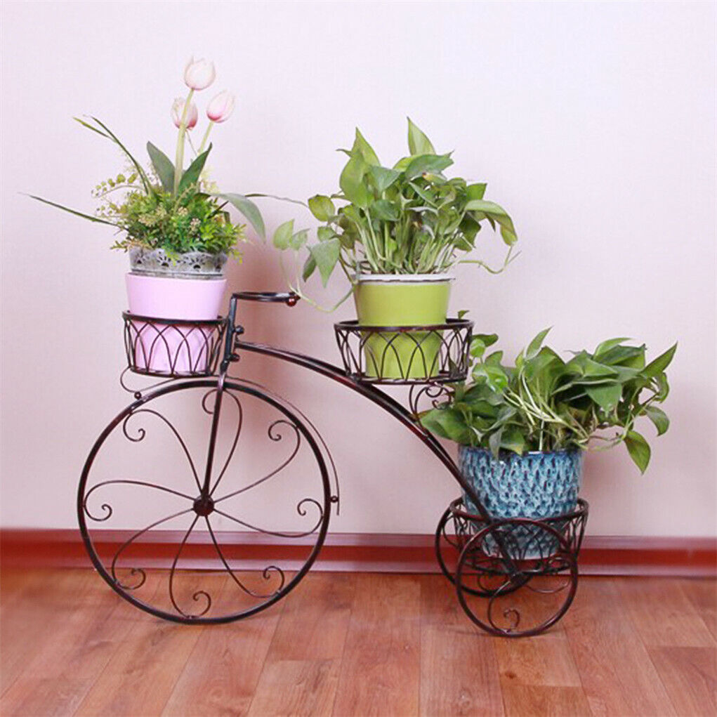 Iron Bicycle Plant Stand Rack Indoor Outdoor Garden 4
