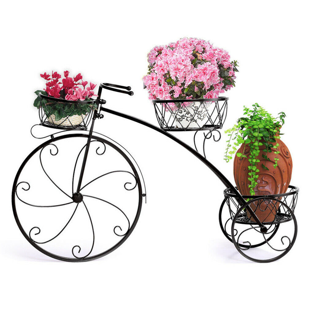 Iron Bicycle Plant Stand Rack Indoor Outdoor Garden 5
