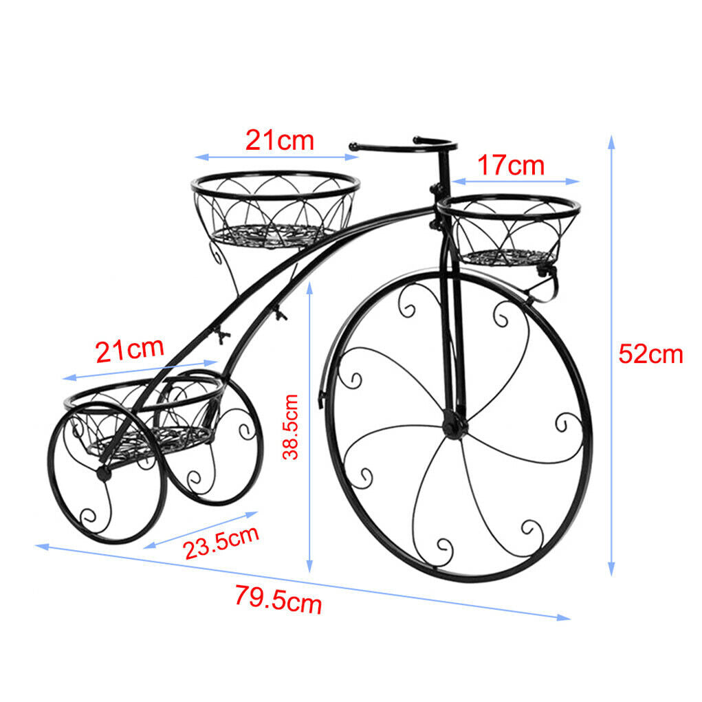 Iron Bicycle Plant Stand Rack Indoor Outdoor Garden 8