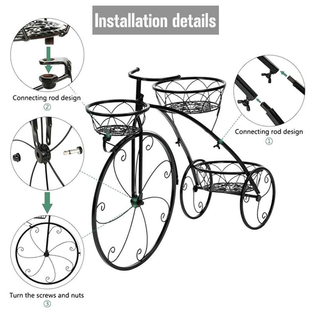 Iron Bicycle Plant Stand Rack Indoor Outdoor Garden 9
