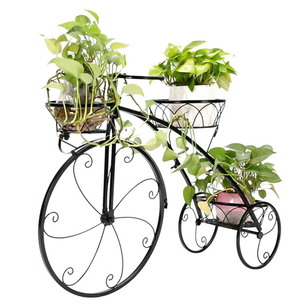 Iron Bicycle Plant Stand Rack Indoor Outdoor Garden 10