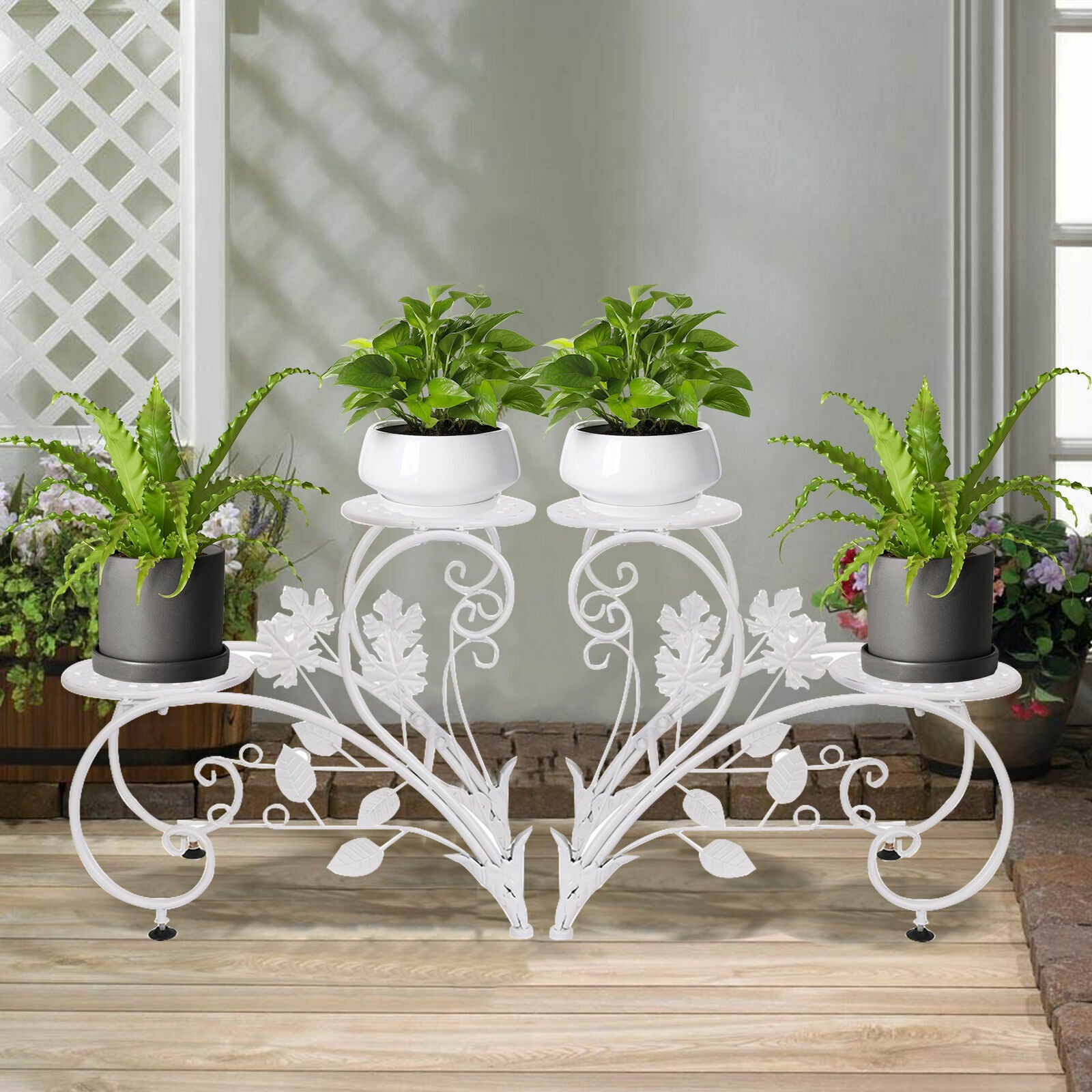 Set of 2 Plant Stand Wedding Garden Flower Shelf Rack 4