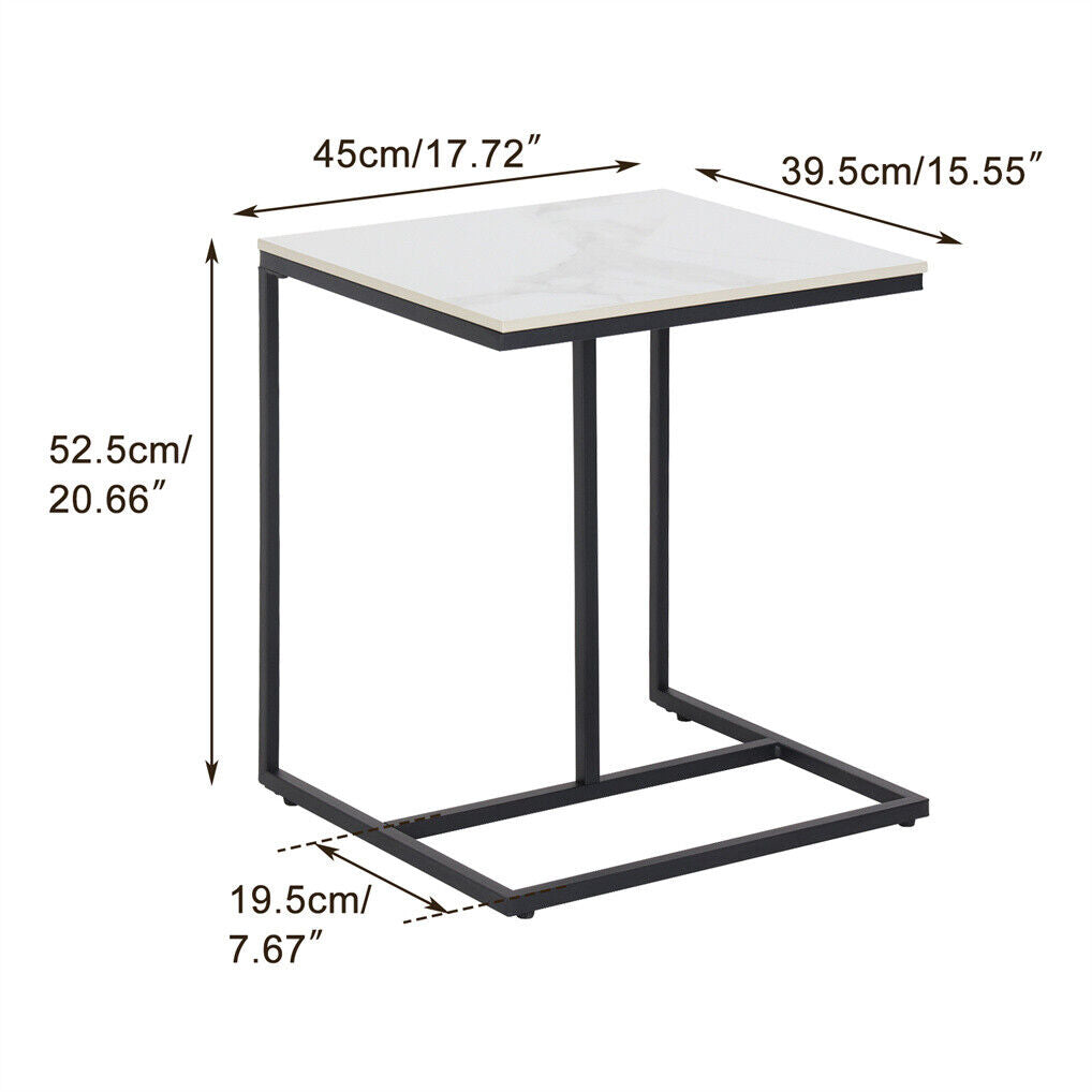 C Shape Sofa Side End Table Sintered Stone Black White 9
