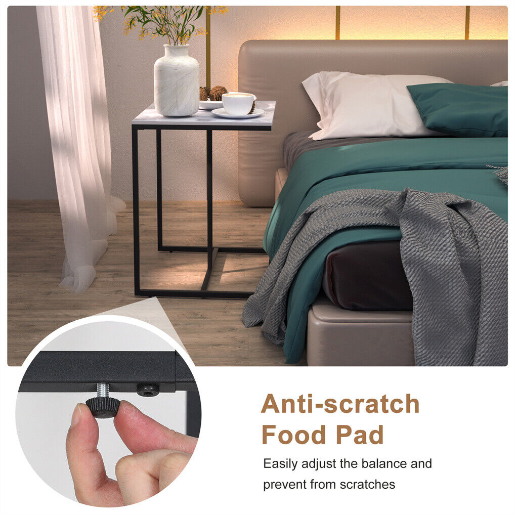 C Shape Sofa Side End Table Sintered Stone Black White 10