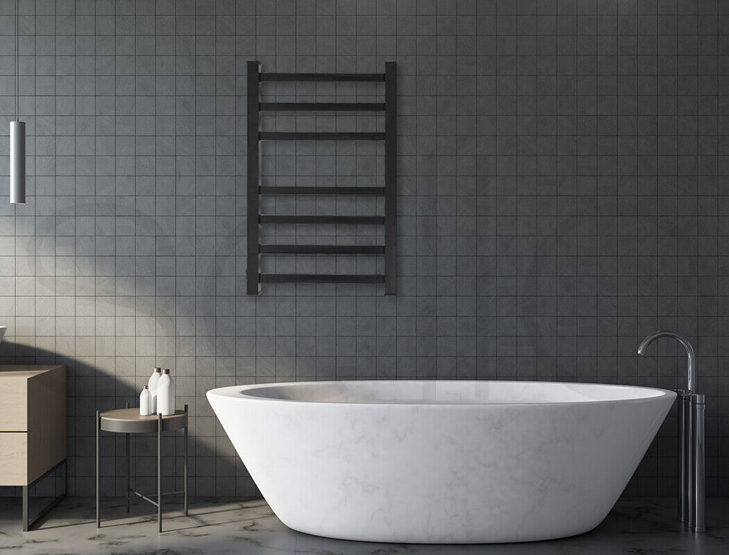 Aluminium Heated Towel Rail 7-Bar Electric Warmer Black 10