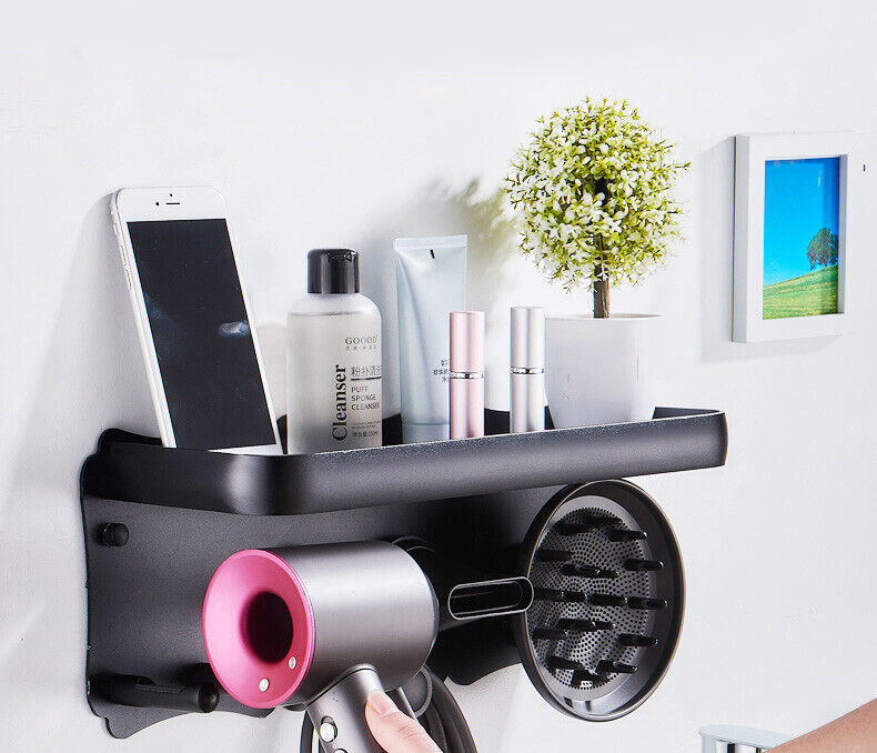 Magnetic Wall Mount Hair Dryer Holder for Dyson - Black Metal 4
